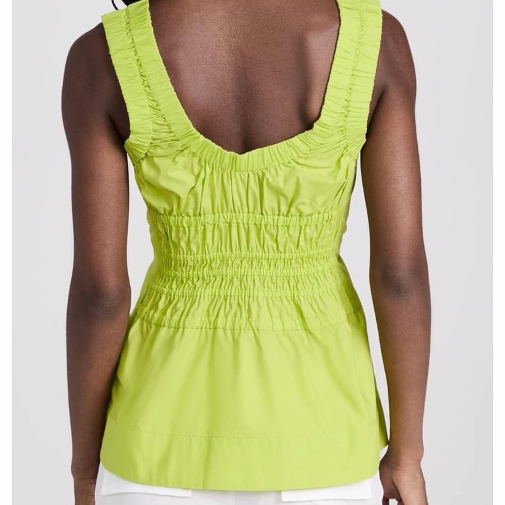 Proenza Schouler White Label Poplin Gathered Tank Top Green Apple - EUC, Size 6 - Picture 4 of 16
